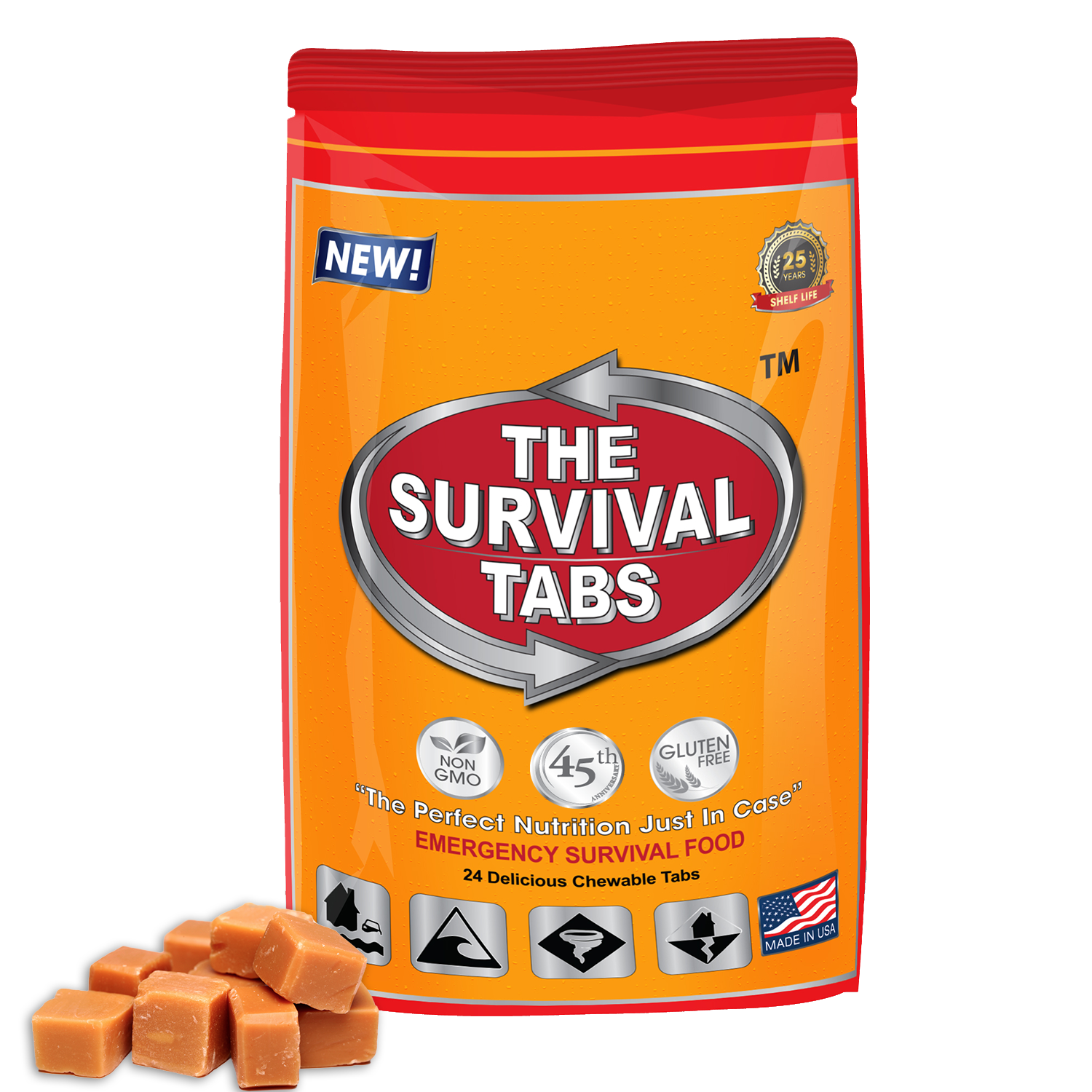Survival Tabs 2-Days Survival Food Supply Survival food, emergency food , emergency meals ready to eat, Butterscotch-Gluten Free And Non-Gmo 