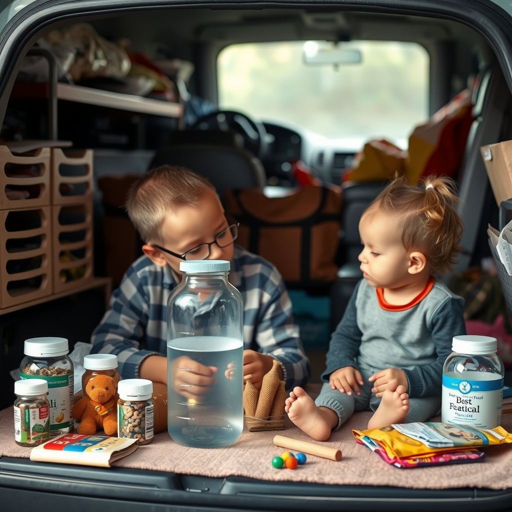 Parent preparing emergency supplies for babies and young children