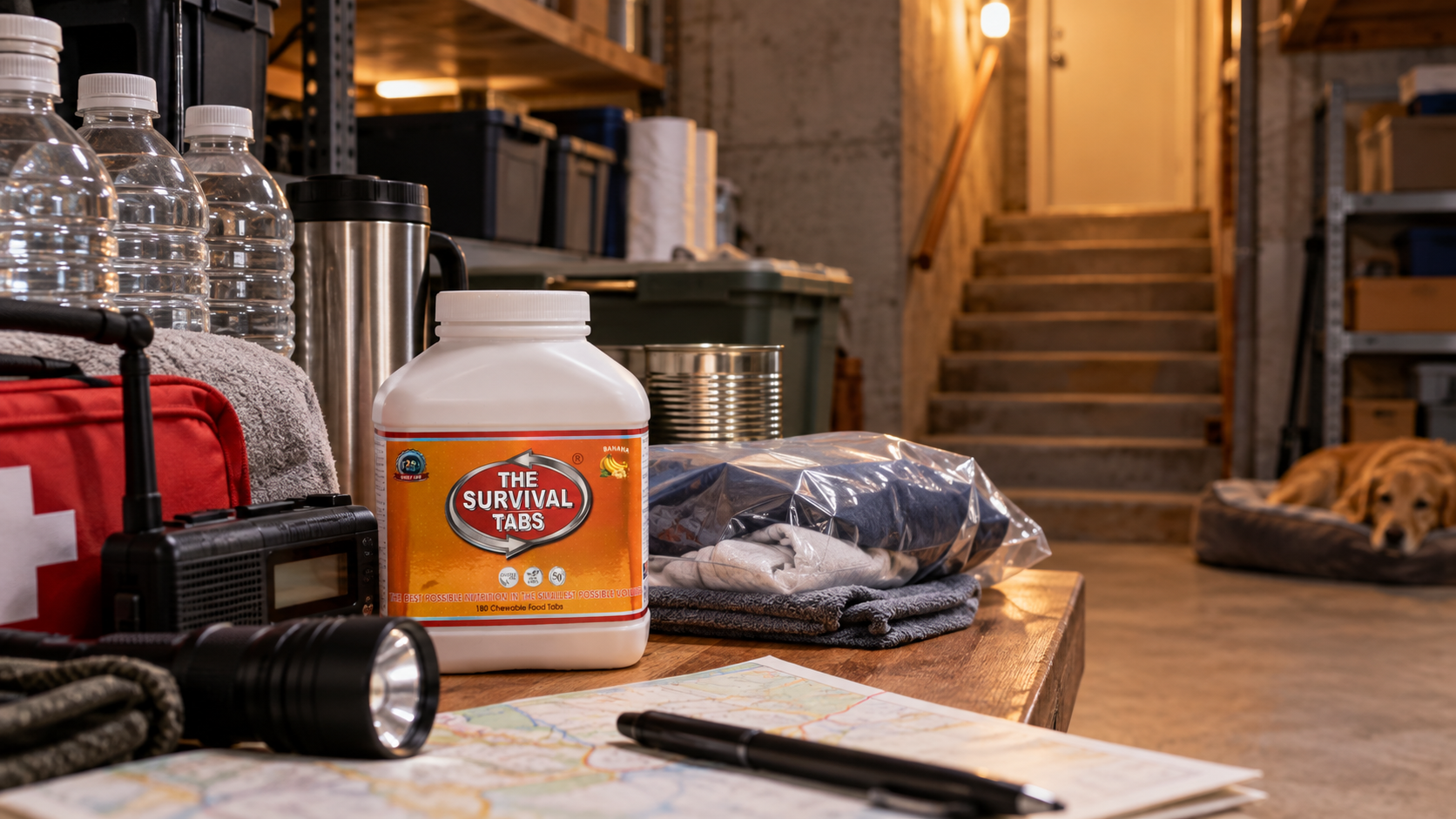 Prepared household scene illustrating radiation emergency preparedness