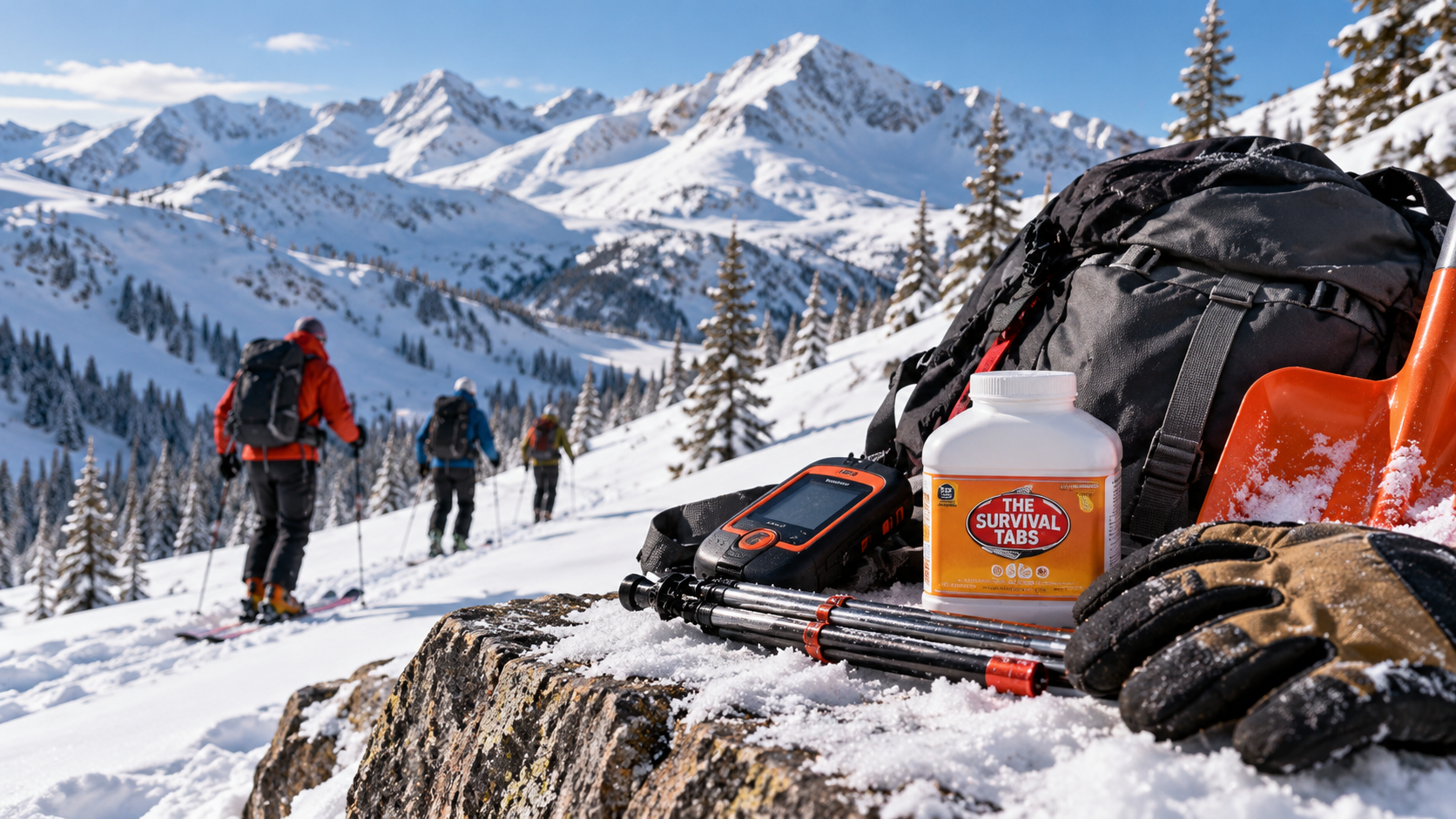 Prepared household scene illustrating avalanche safety guide