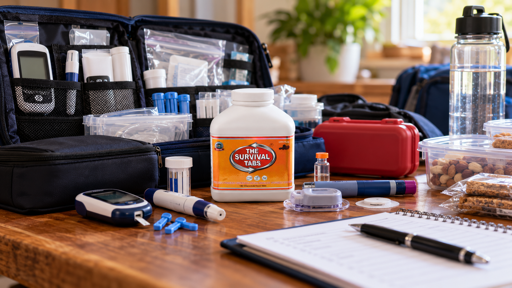 Calm preparedness scene illustrating diabetes emergency preparedness