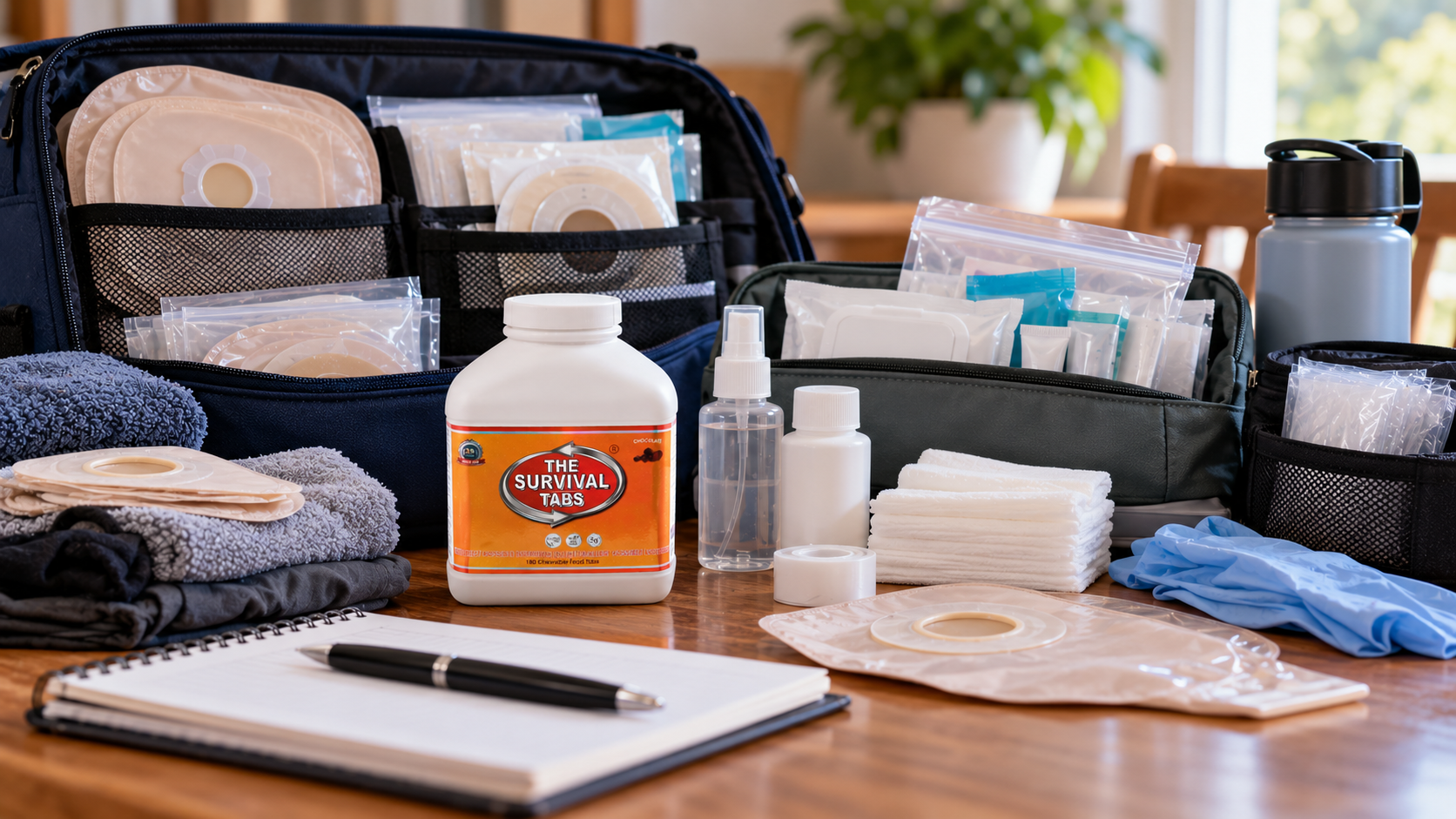 Calm preparedness scene illustrating ostomy emergency preparedness
