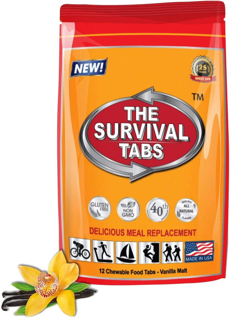 Emergency Food Survival Protein Substitute MRE Tabs - Vitality Sciences Survival tabs (4 Day Supply) (48 Tablets/Mixed Flavor)