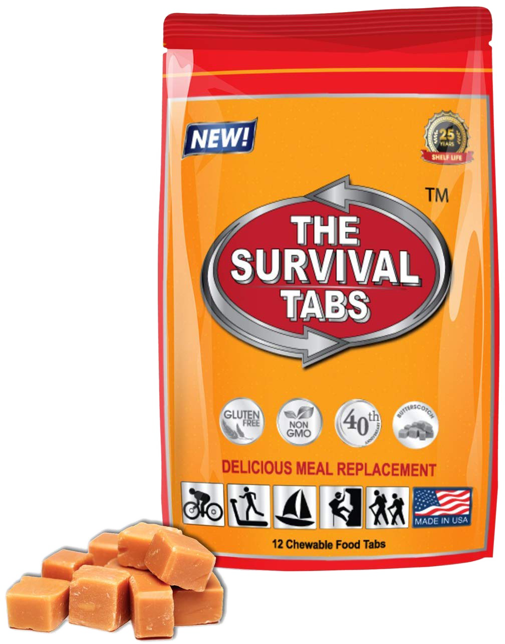 Emergency Food Survival Protein Substitute MRE Tabs - Vitality Sciences Survival tabs (4 Day Supply) (48 Tablets/Mixed Flavor)