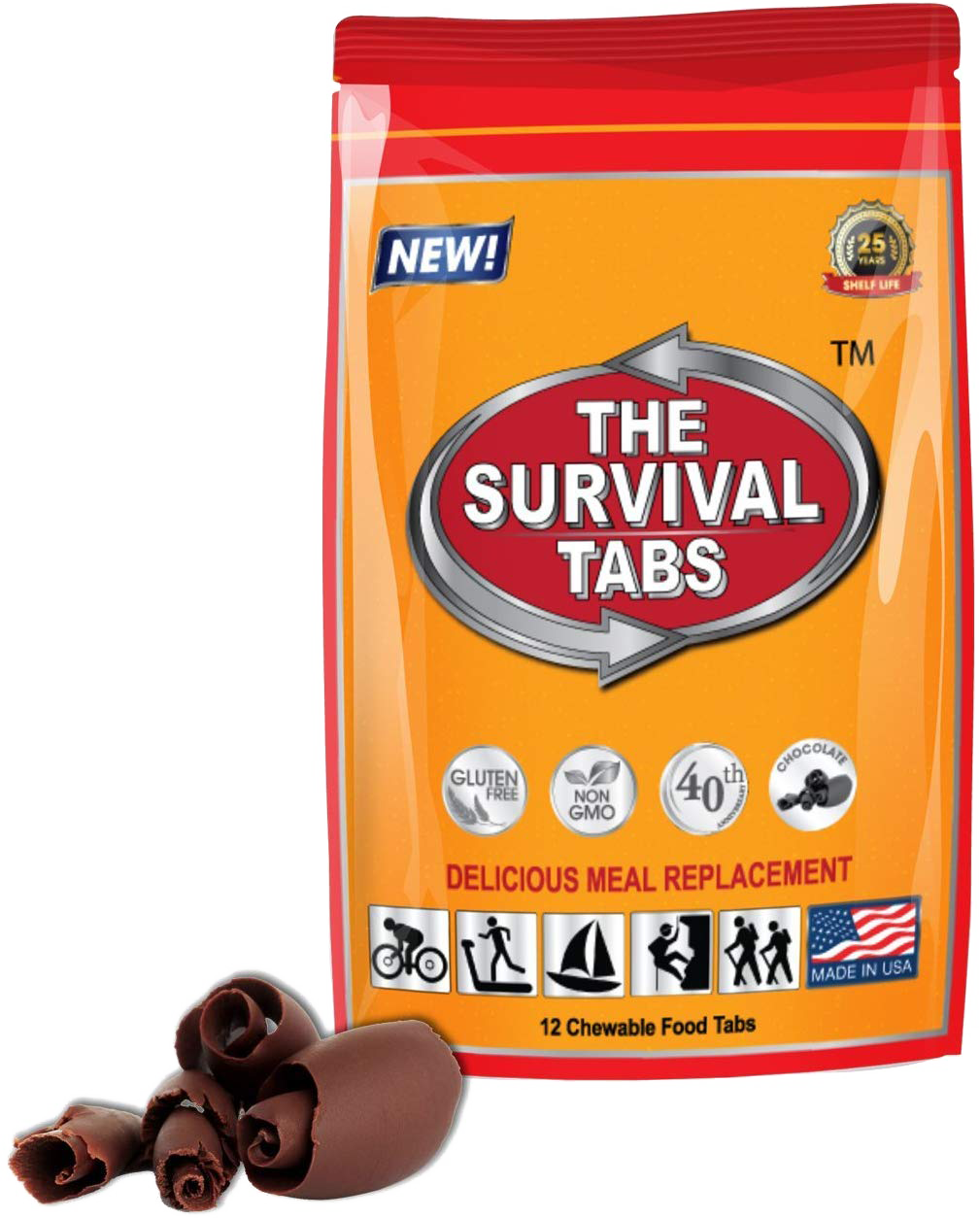 Emergency Food Survival Protein Substitute MRE Tabs - Vitality Sciences Survival tabs (4 Day Supply) (48 Tablets/Mixed Flavor)