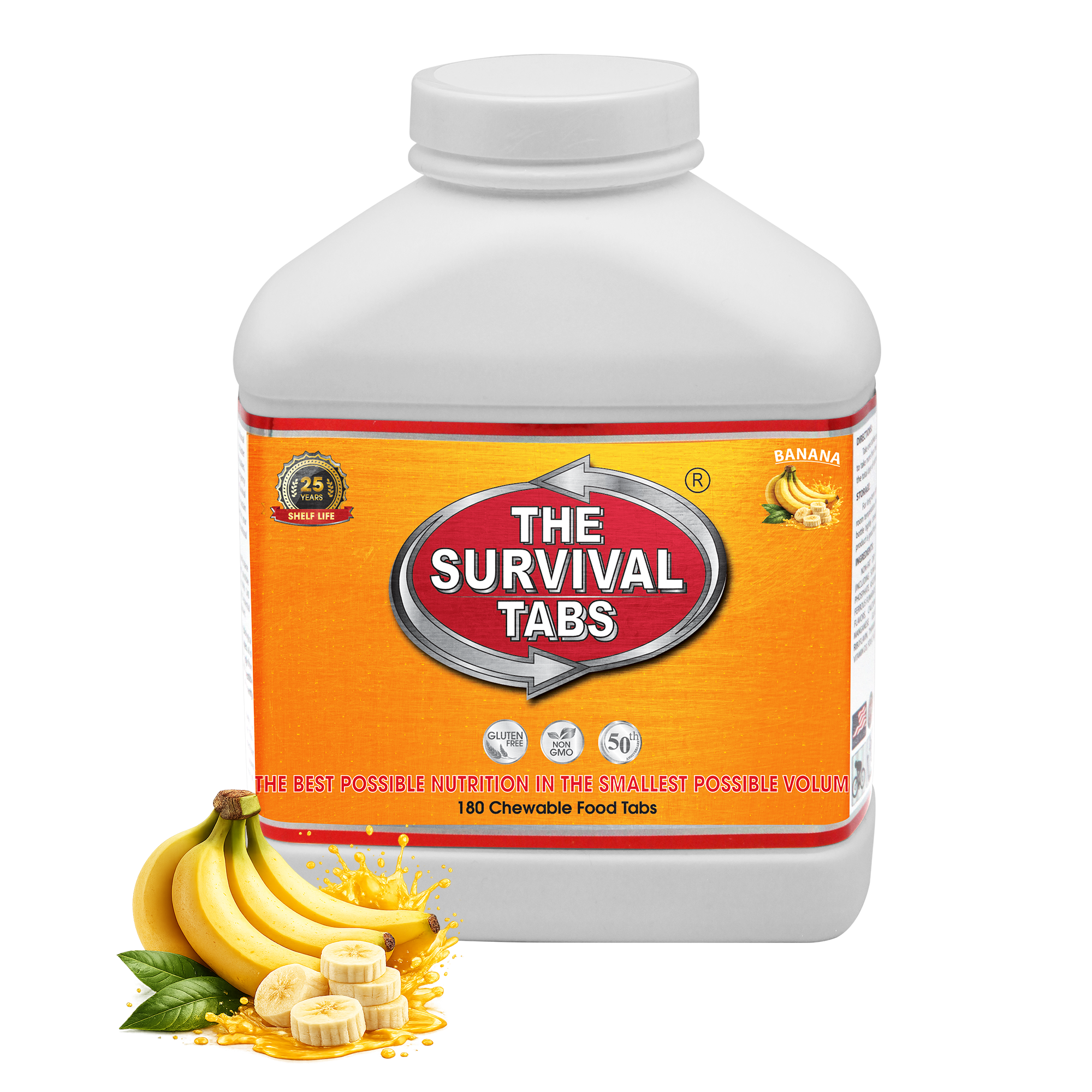 Survival Tabs 15-Day Emergency Food Supply – Banana Flavor 180 Chewable Meal Replacement Tablets