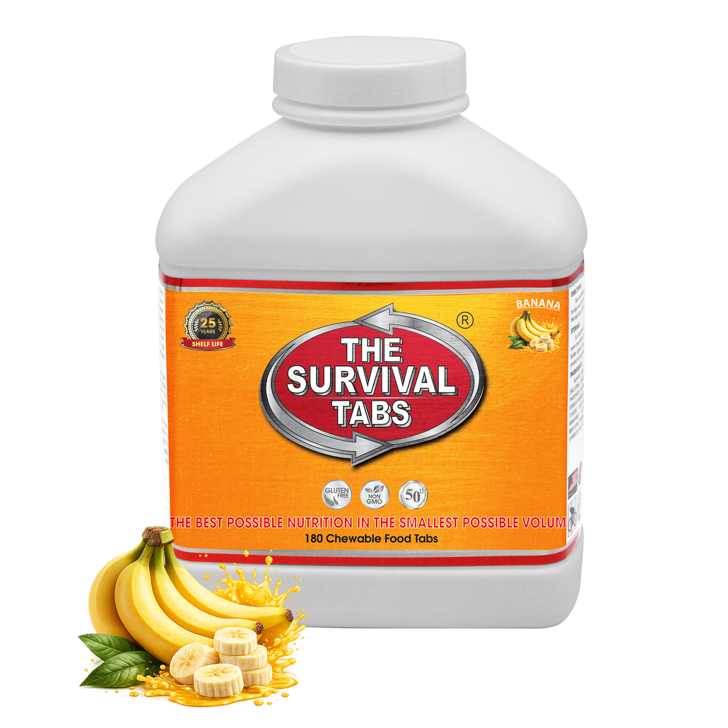 Survival Tabs 15-Day Emergency Food Supply – Banana Flavor 180 Chewable Meal Replacement Tablets