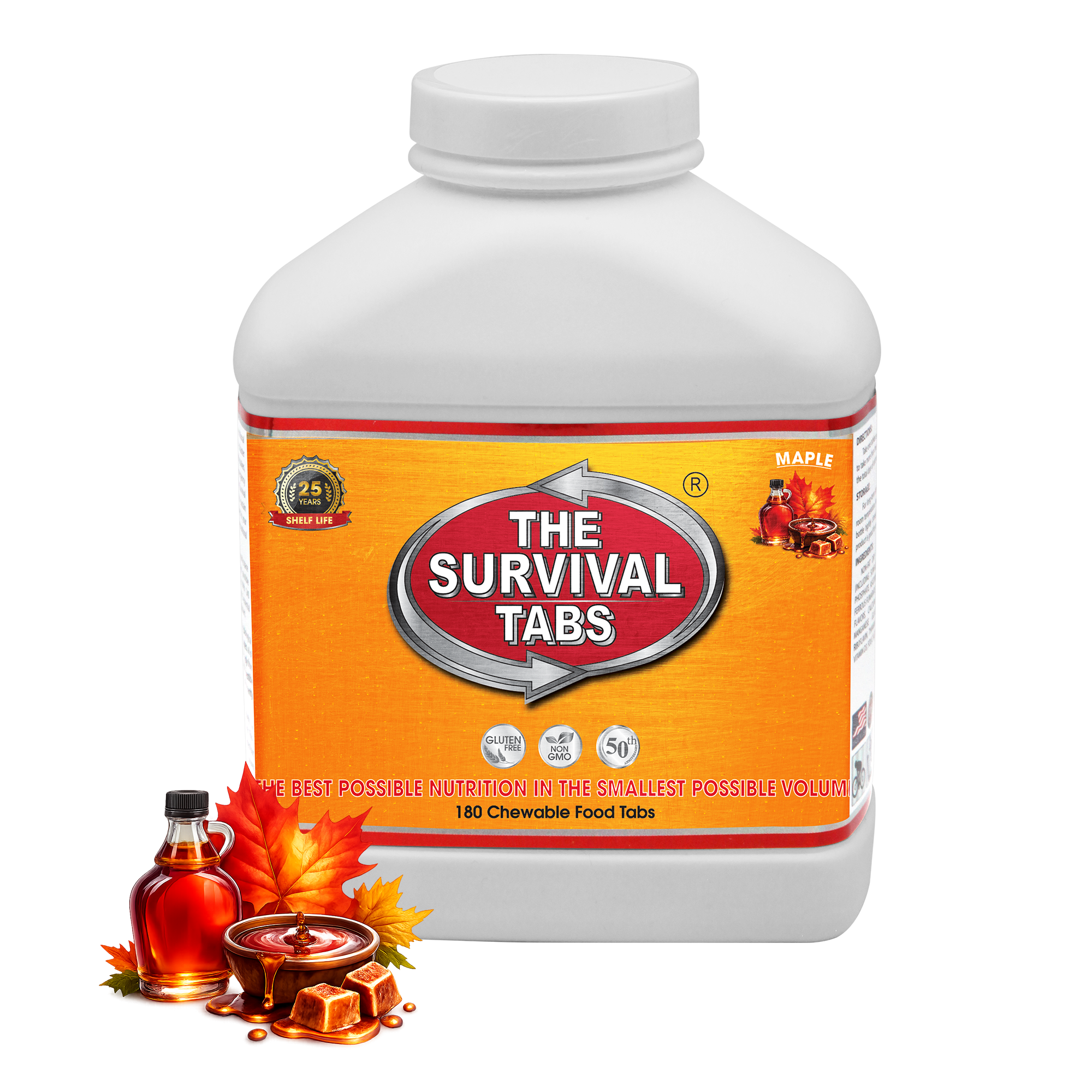 Survival Tabs 15-Day Emergency Food Supply – Maple Flavor 180 Chewable Survival Food Tablets Gluten Free, Non-GMO Meal Replacement MRE 25-Year Shelf Life Long-Term Food Storage