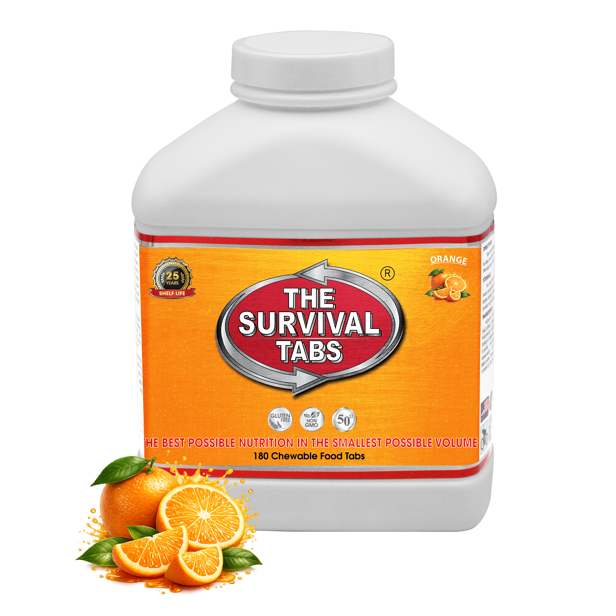 Survival Tabs 15-Day Emergency Food Supply – Orange Flavor 180 Chewable Survival Food Tablets