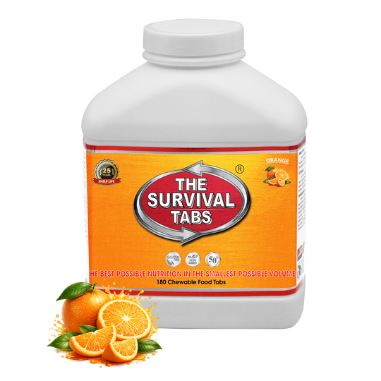 Survival Tabs 15-Day Emergency Food Supply – Orange Flavor 180 Chewable Survival Food Tablets