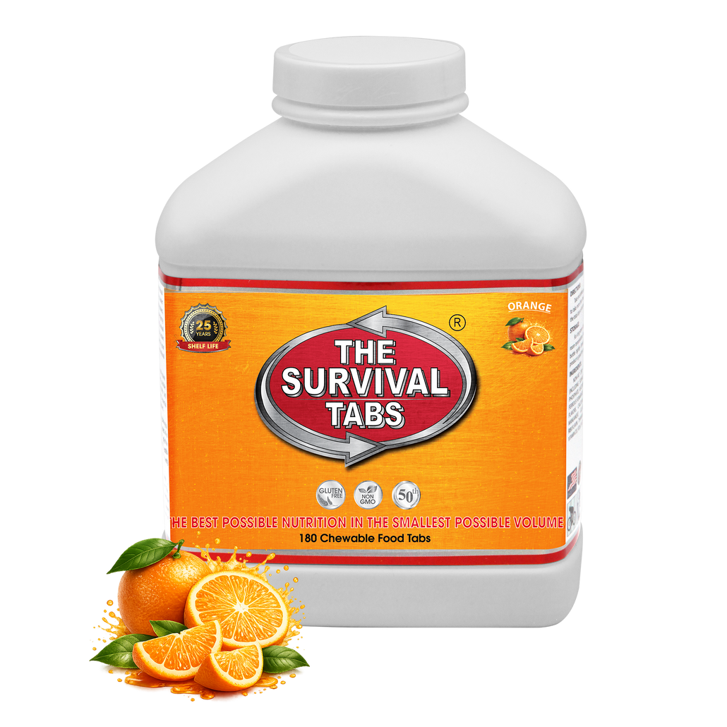 Survival Tabs 15-Day Emergency Food Supply – Orange Flavor 180 Chewable Survival Food Tablets