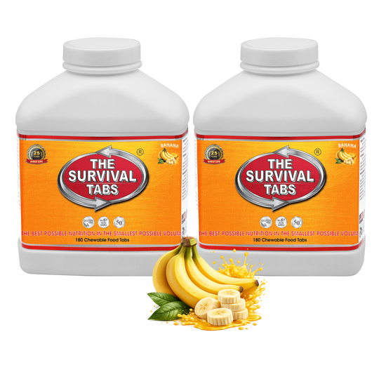 Emergency Food Banana Flavor 2-Pack 360 Chewable Emergency Food Tablets Gluten Free Non-GMO