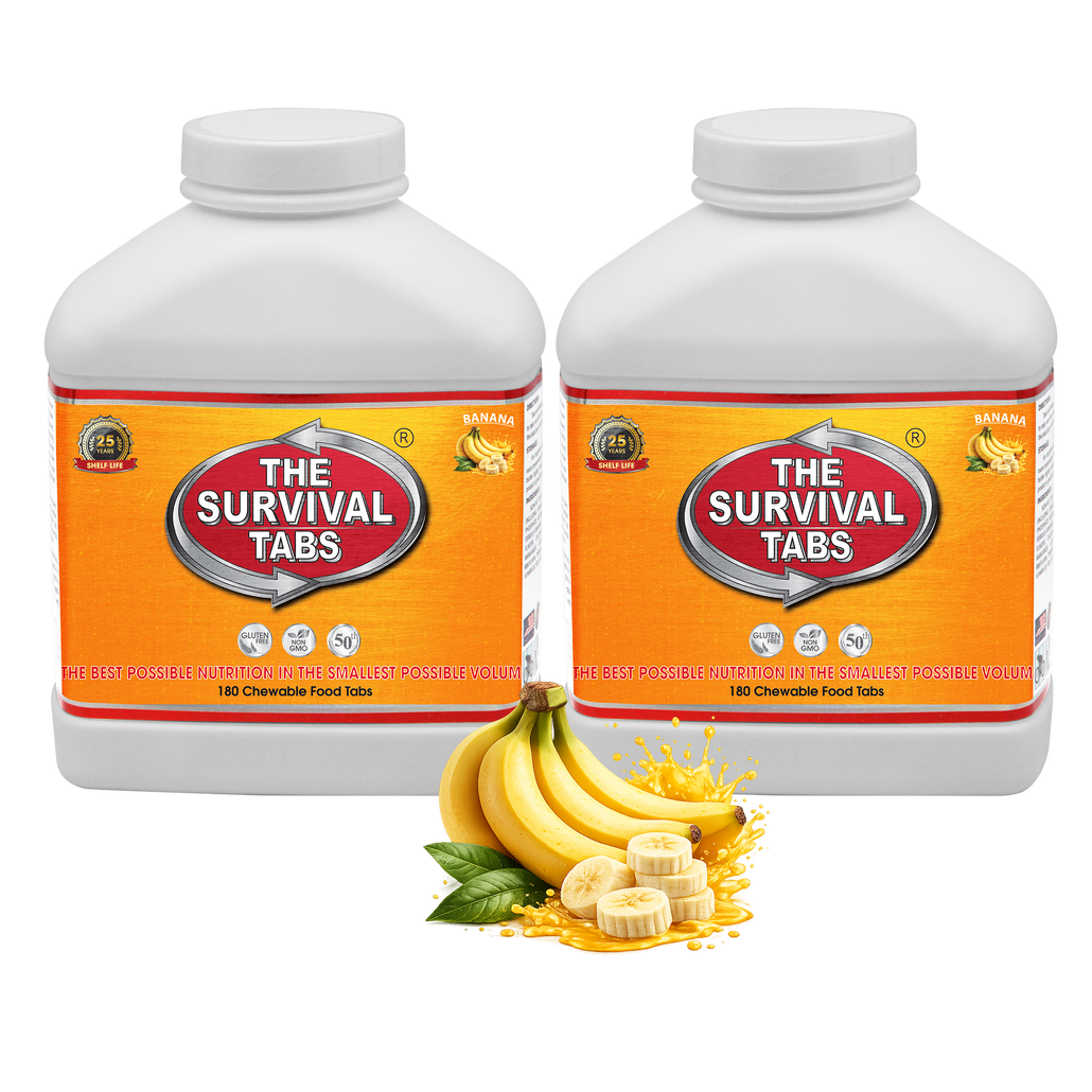Emergency Food Banana Flavor 2-Pack 360 Chewable Emergency Food Tablets Gluten Free Non-GMO