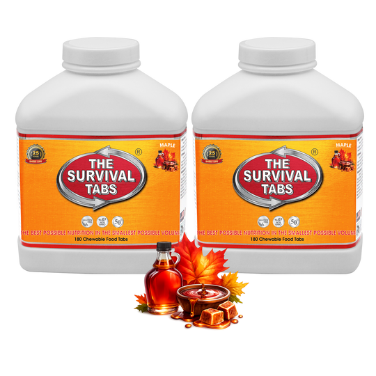 Survival Food Maple Flavor 2-Pack 360 Emergency Food Tablets Gluten Free Non-GMO Meal Replacement 25-Year Shelf Life Survival Food Storage