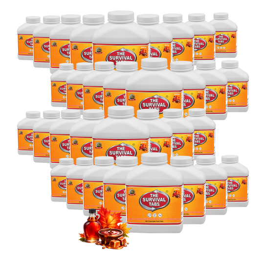 Survival Tabs Maple Flavor 33-Pack 1-Year Emergency Food Supply 5940 Survival Tablets Gluten Free Non-GMO 25-Year Shelf Life