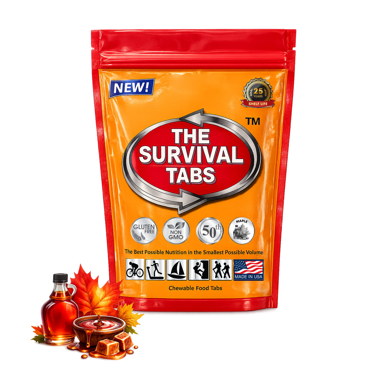 Survival Tabs Maple Emergency Food Pouch 24 Survival Food Tablets Bug Out Bag Essentials Long Term Food Storage