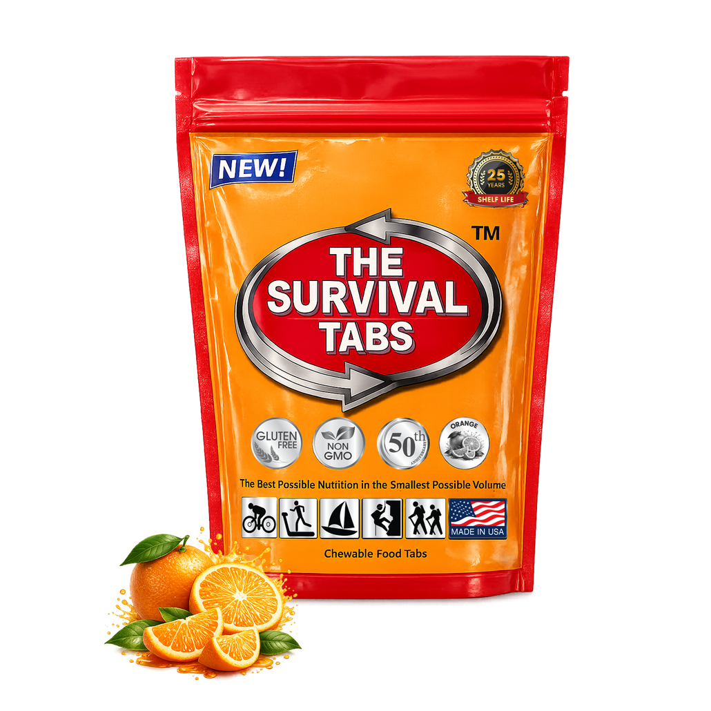 Orange Survival Tabs Emergency Food Pouch 24 Survival Tablets Prepper Supplies Bug Out Bag Essentials Long Term Food Storage