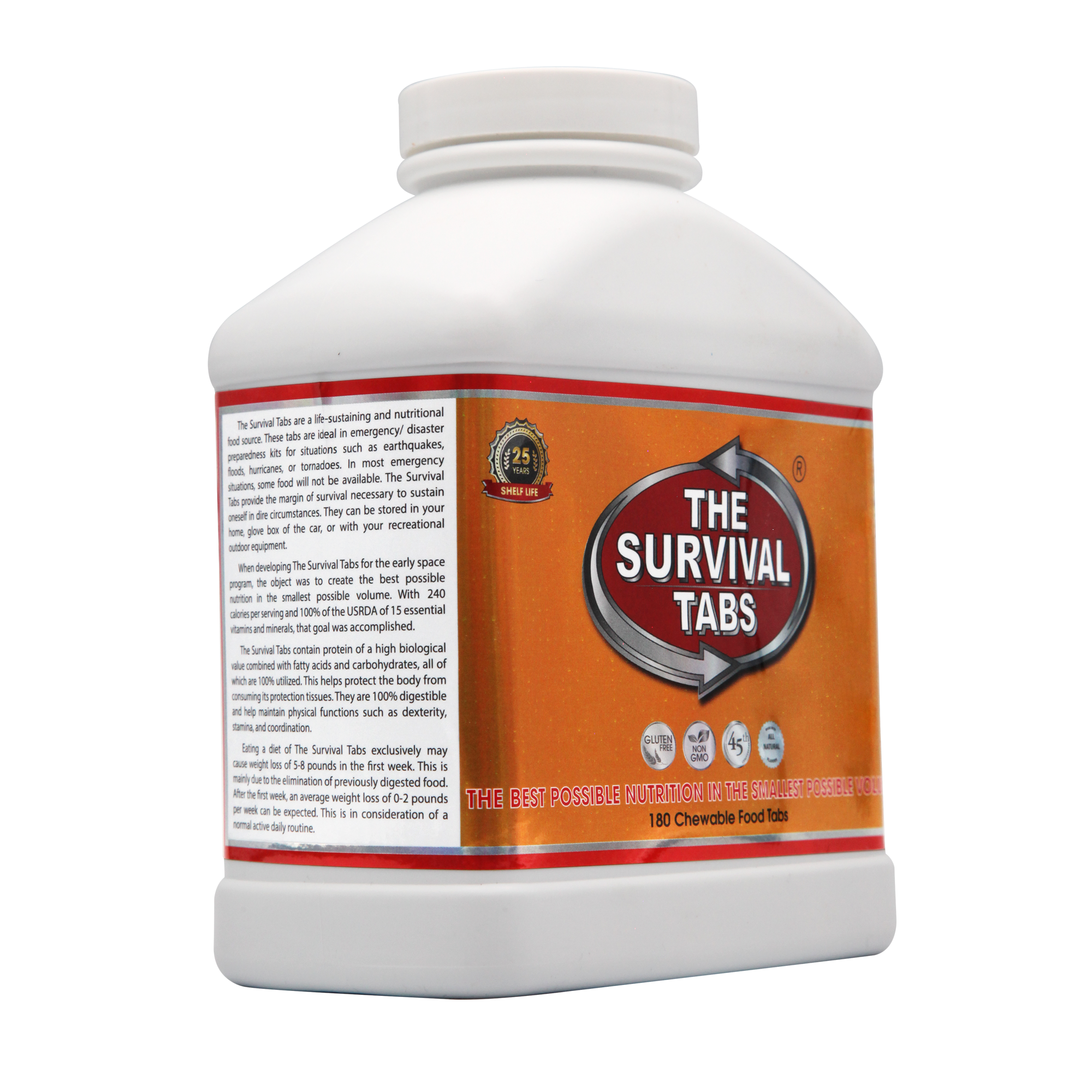 Survival Tabs 60-Day 720 Tabs Emergency Food Replacement, 25-Year Shelf Life Non-GMO Gluten-Free Survival Tablets for Disaster, Camping, Hiking Emergency Preparedness