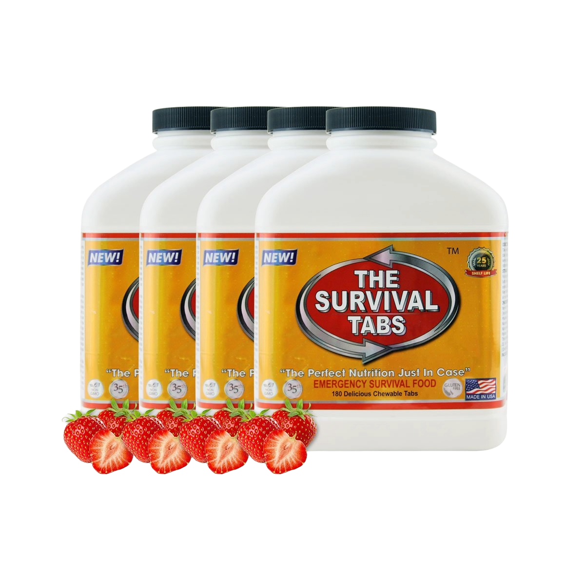 Survival Tabs 60-Day Food Supply Emergency Food Ration 720 tabs Survival MREs for Disaster Preparedness for Earthquake Flood Tsunami Gluten Free and Non-GMO 25 Years Shelf Life - Strawberry Flavor