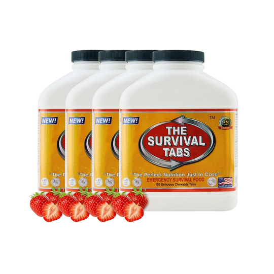 Survival Tabs 60-Day Food Supply Emergency Food Ration 720 tabs Survival MREs for Disaster Preparedness for Earthquake Flood Tsunami Gluten Free and Non-GMO 25 Years Shelf Life - Strawberry Flavor