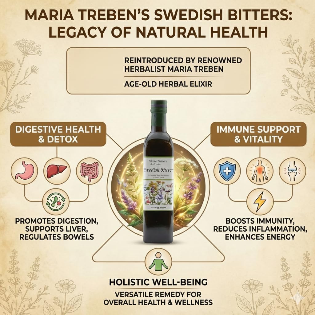 Maria Treben's Authentic Swedish Bitters Natural (16.9 oz/500ml Bottle)