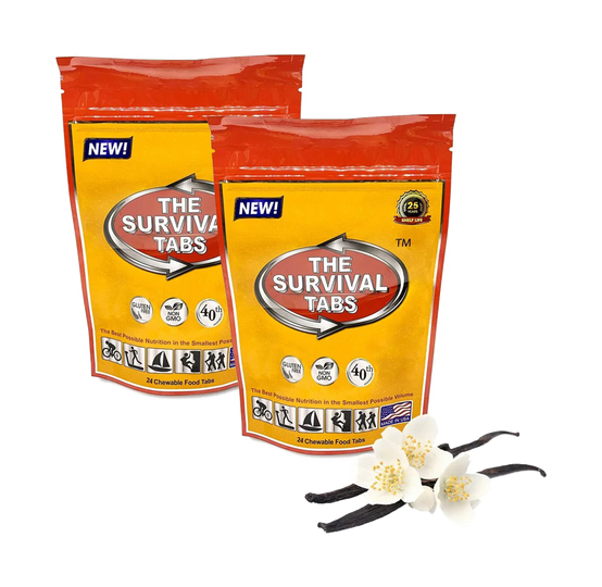 Premium survival tablets 4 days survival tablets none-GMO gluten-free 25 years shelf life (vanilla/2 pouches)