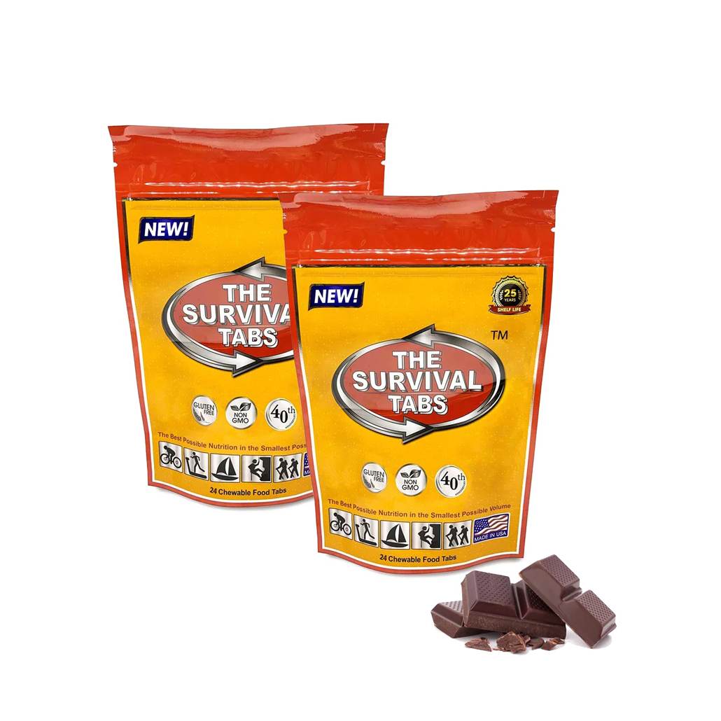 Premium survival tablets 4 days survival tablets none-GMO gluten-free 25 years shelf life (chocolate/2 pouches)