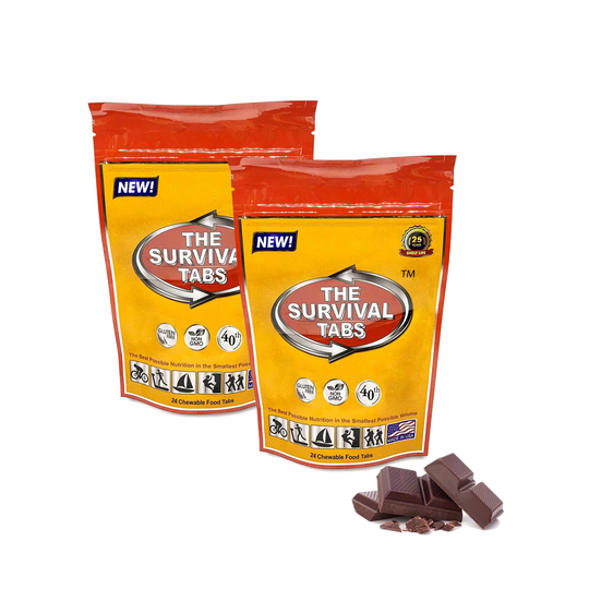 Premium survival tablets 4 days survival tablets none-GMO gluten-free 25 years shelf life (chocolate/2 pouches)