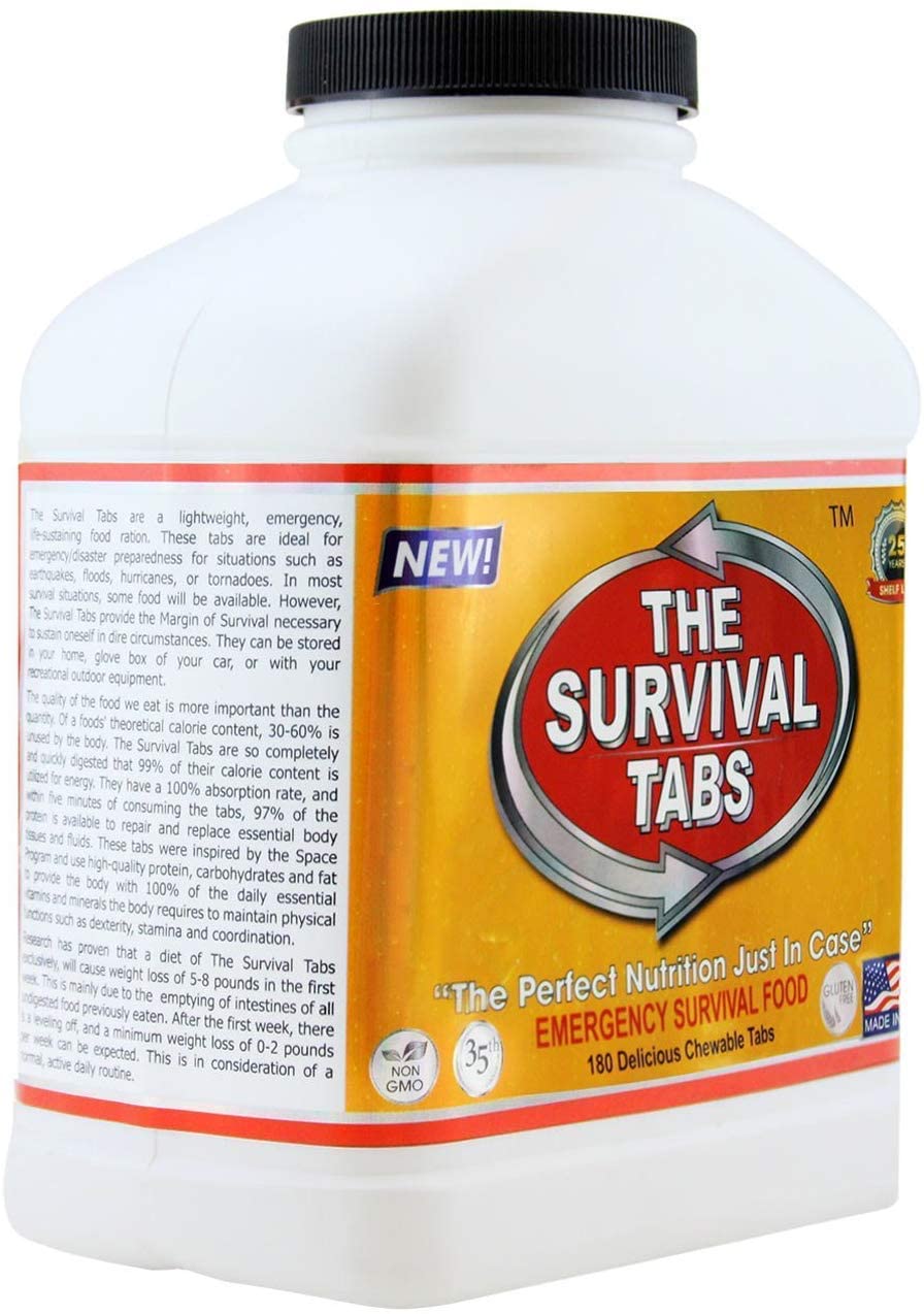  Survival Tabs - 15 day Survival Food Supply - Gluten Free and  Non-GMO 25 Years Shelf Life (180 tabs - Chocolate) : Tools & Home  Improvement