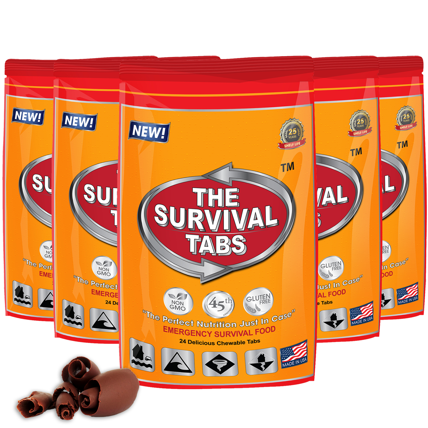 Survival Tabs - 10 Days Food Supply - Chocolate Gluten Free and Non-GMO emergency food supply