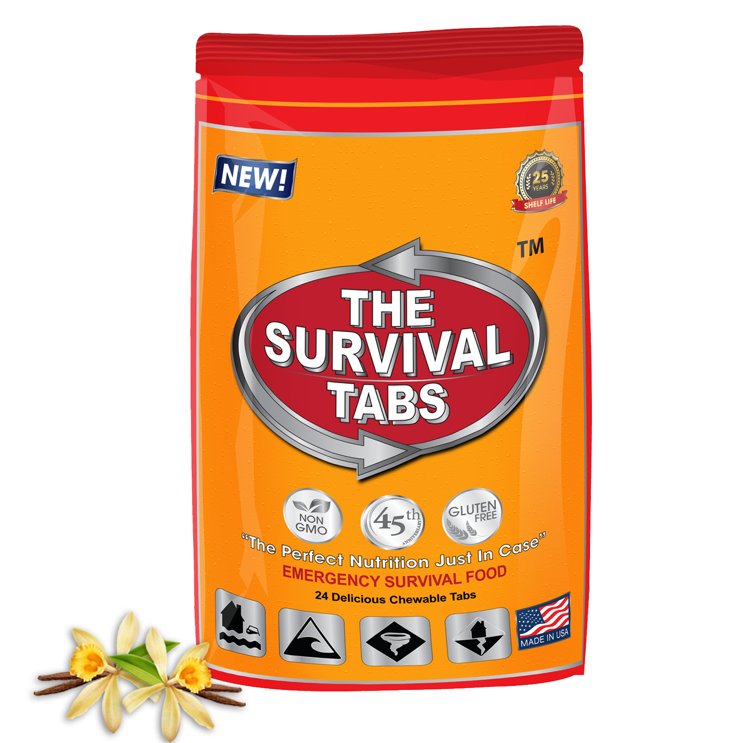 Survival Tabs 2-Days Survival Food Supply Vanilla Malt-Gluten Free And Non-Gmo
