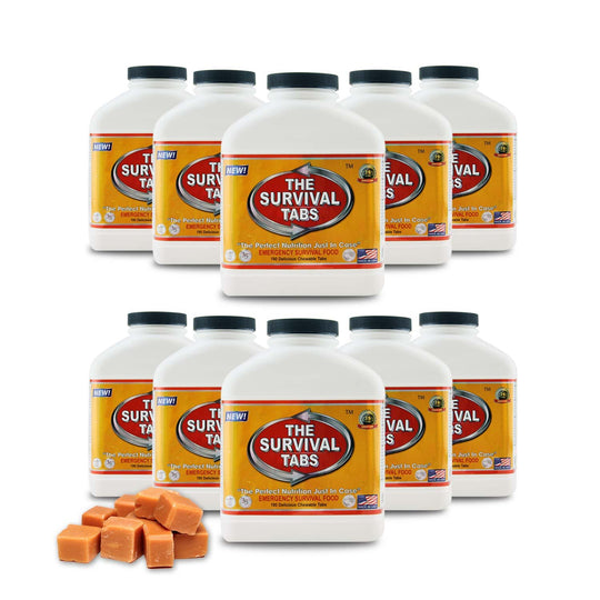 Survival Tabs 15 days Food Supply x 10 Bottles Gluten Free and Non-GMO 25 Years Shelf Life - Butterscotch Flavor.