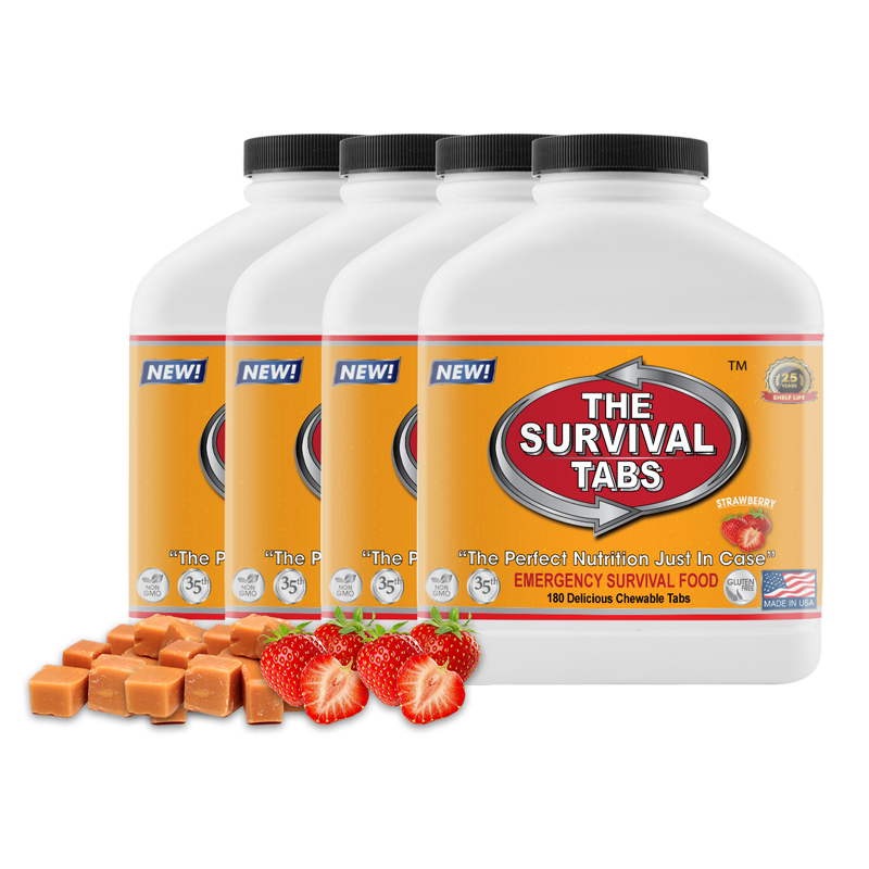 Survival Tabs 60-Day Food Supply - Strawberry and Butterscotch Flavor -  Long Term Food Supply Gluten Free and Non-GMO