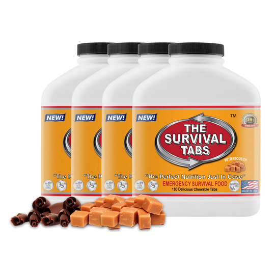 Survival Tabs 60-Day Food Supply - Chocolate and Butterscotch Flavor - Food Dehydrator Gluten Free and Non-GMO