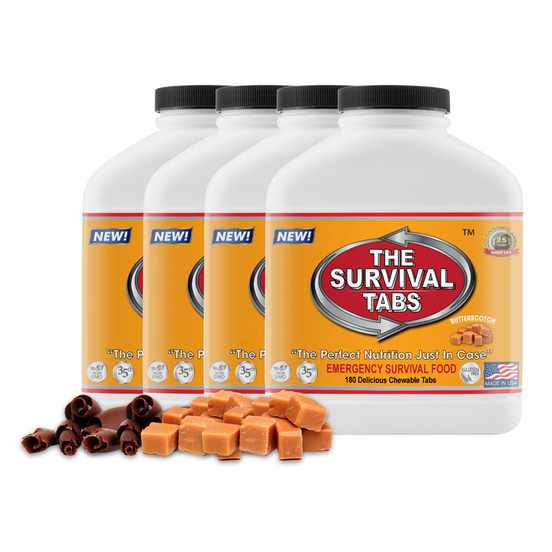 Survival Tabs 60-Day Food Supply - Chocolate and Butterscotch Flavor - Food Dehydrator Gluten Free and Non-GMO