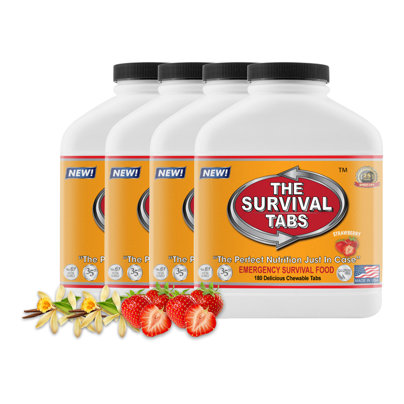 Survival Tabs 60-Day Food Supply - Vanilla Malt and Strawberry Flavor - Survival Food Gluten Free and Non-GMO