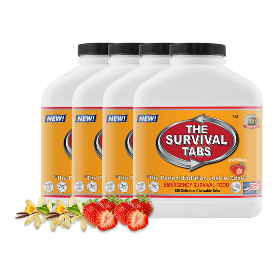 Survival Tabs 60-Day Food Supply - Vanilla Malt and Strawberry Flavor - Survival Food Gluten Free and Non-GMO