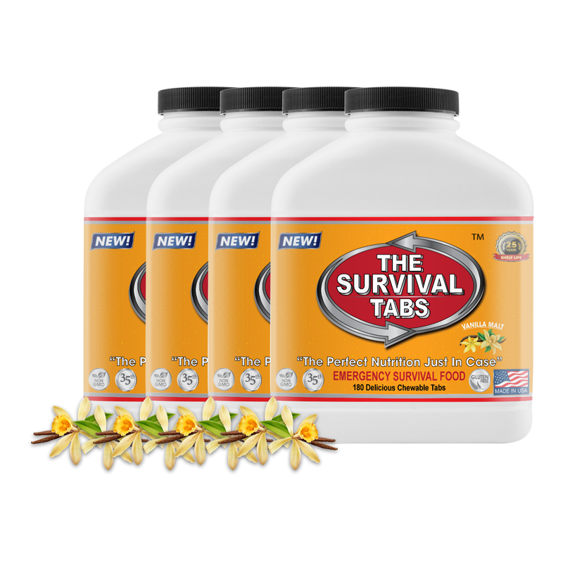 Survival Tabs 60-Day Food Supply - Vanilla Malt - Survival Food Gluten Free and Non-GMO Survival food, emergency food , emergency meals ready to eat