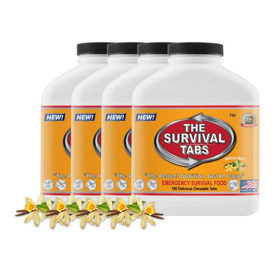 Survival Tabs 60-Day Food Supply - Vanilla Malt - Survival Food Gluten Free and Non-GMO Survival food, emergency food , emergency meals ready to eat