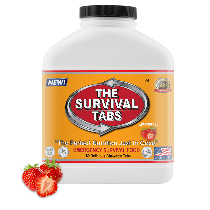 Survival Tabs - 15-Day Food Supply - Strawberry - Gluten Free and Non-GMO Survival food, emergency food , emergency meals ready to eat,